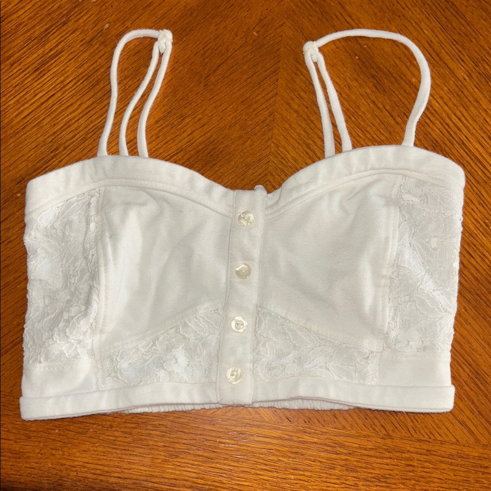 Full Tilt Tillys White Lace Button Bralette Bra